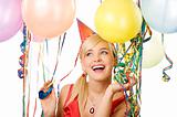 pretty girl in party with balloons