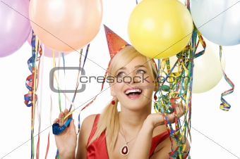 pretty girl in party with balloons