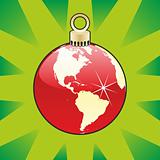 christmas bulb with world globe layout