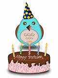 Happy Birthday Blue Bird with Cake Candles Hat