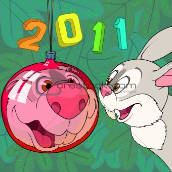 Rabbit and Christmas ball