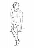 naked sitting model drawing 