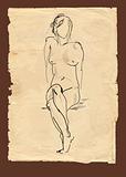 drawing sitting model in oldfashioned style