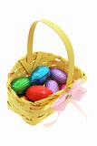 Easter Eggs in Bamboo Basket