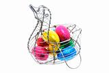 Easter Eggs in Duck-shaped Wire Basket
