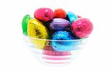 Easter Eggs in Glass Bowl