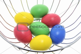 Easter Eggs in Wire Bowl