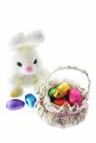 Bunny with Basket Containing Easter Eggs