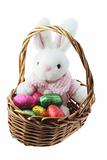 Bunny inside Basket with Easter Eggs