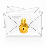 mail envelope with gold lock for protection