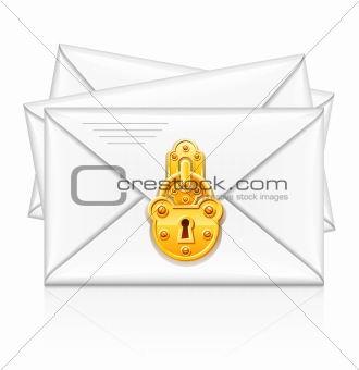 mail envelope with gold lock for protection