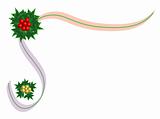 Christmas holly and bow border, place for text, isolated,