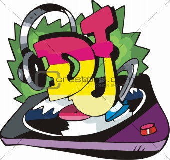 DJ design with record vinyl and ear-phones
