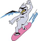 Dog snowboarder cartoon