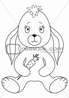 Rabbit with carrot, contours