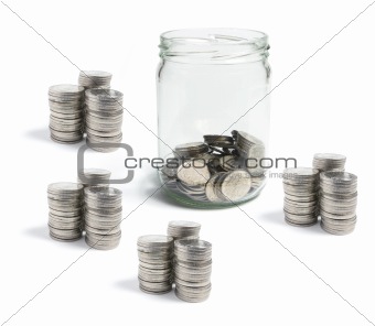 Coins in Glass Jar