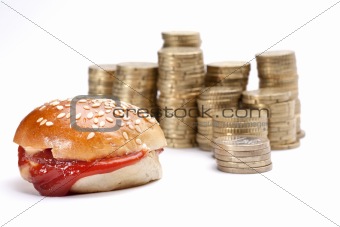 coins and bread