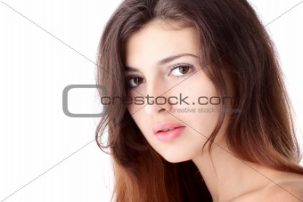 beautiful woman   over white background