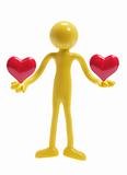 Rubber Figure Holding Love Hearts
