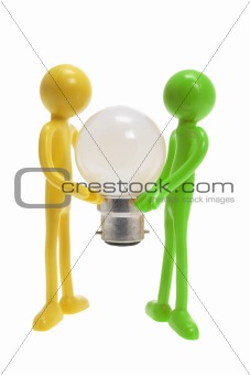 Miniature Figures with Lightbulb