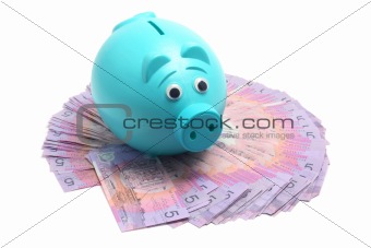 Piggy Bank with Dollar Notes