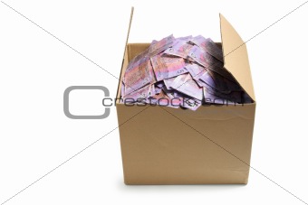 Banknotes in Cardboard Box