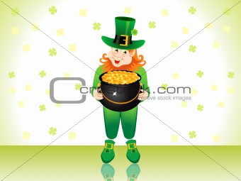 st patricks leprechaun with money pot