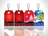abstract christmas tag with red blue colors
