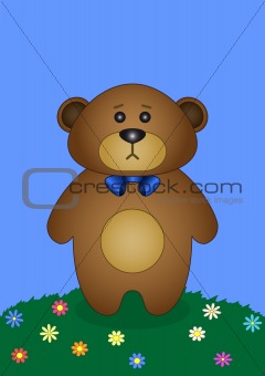 Teddy bear on a flower meadow