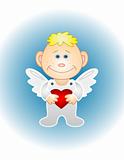 Boy angel with red heart