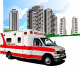 Dormitory and ambulance. Vector illustration