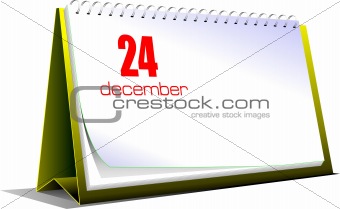 Vector illustration of desk calendar. 24 december. Christmas. 
