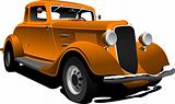 Old  orange car. Sedan. Vector illustration