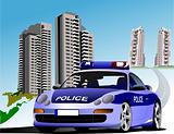 Dormitory and police. Vector illustration