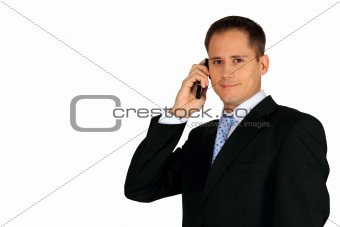 Young handsome business man making a call with a mobile smartphone