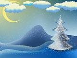 Christmas-tree in a moon night. EPS 8