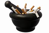 Quit smoking - pestle with cigarettes isolated over white