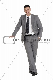 businessman with stand