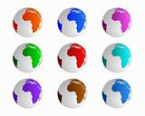 Globes in different colours