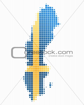 Map and flag of Sweden