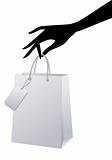 hand with shopping bag, vector