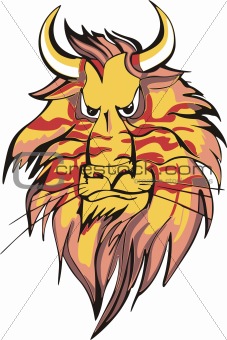 Horned lion head