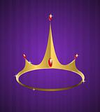 Vector golden crown with shiny diamonds 