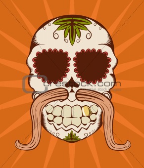 Vector illustration of orange sugar skull 