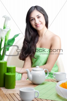 beautiful woman  in cafe