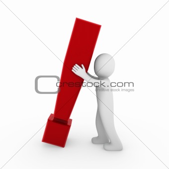 3d human exclamation mark red