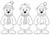 Teddy bears in winter costume, contours