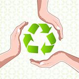 recycle icon with hands