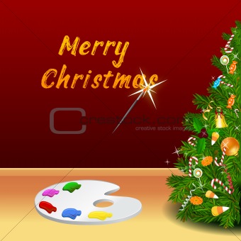 merry christmas card with color plate