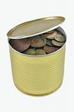Open can with old Russian coins